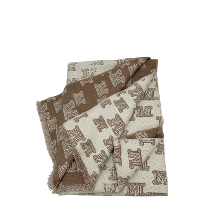 Sciarpa Max Mara in 100% cashmere color cammello con bordi sfrangiati.