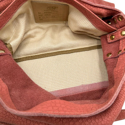 interno Borsa Zanellato in pelle scamosciata rosa trama cocco con parti metalliche dorate. Munita di un mono manico e una tracolla regolabile, e amovibile. 