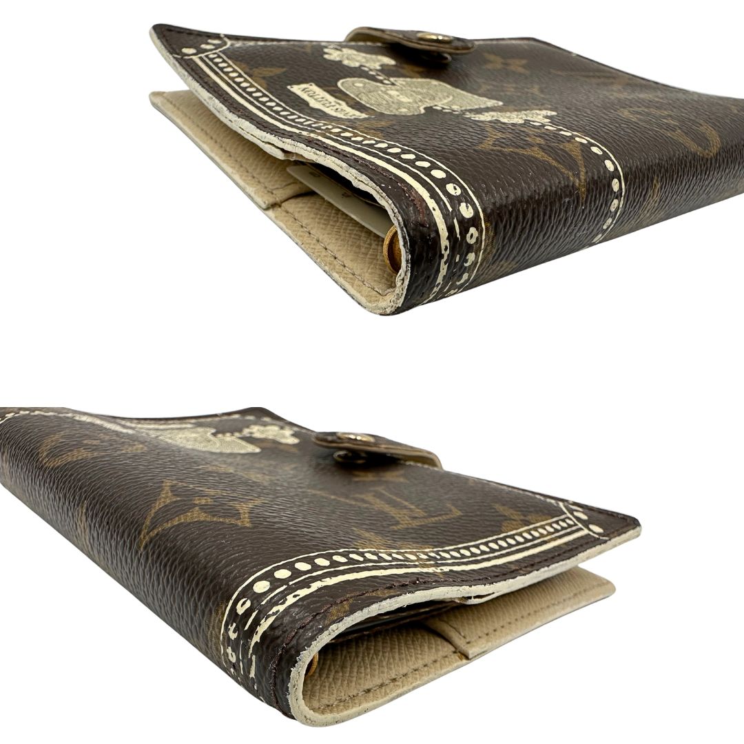 Porta agenda Louis Vuitton in tela monogram; chiusura a bottone in metallo dorato