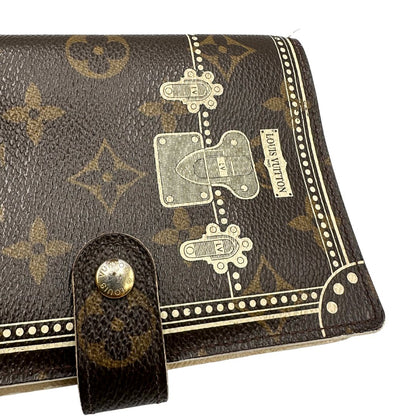 Porta agenda Louis Vuitton in tela monogram; chiusura a bottone in metallo dorato