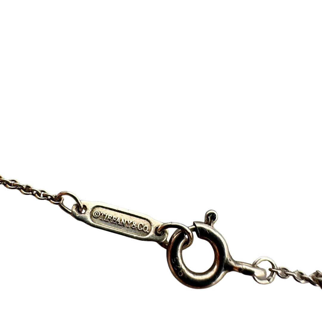 Collana Tiffany&Co. con ciondolo rotondo Notes in argento 925. Completa di sacchetto antipolvere. Originale, usato, in condizioni ottime.