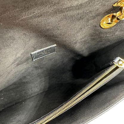 interno Borsa Louis Vuitton Victoire in canvas marrone monogram, finiture in pelle nera e parti metalliche dorate; munita di una tracolla in catena scorrevole. Completa di scatola, di lusso, originale.