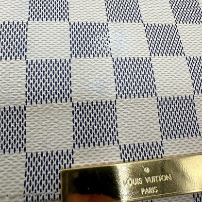 Borsa Louis Vuitton Favorite in canvas Damier Azur con parti metalliche dorate. Munita di una tracolla amovibile in vacchetta naturale e un manico in catena. Originale, usato, in condizioni ottime. 