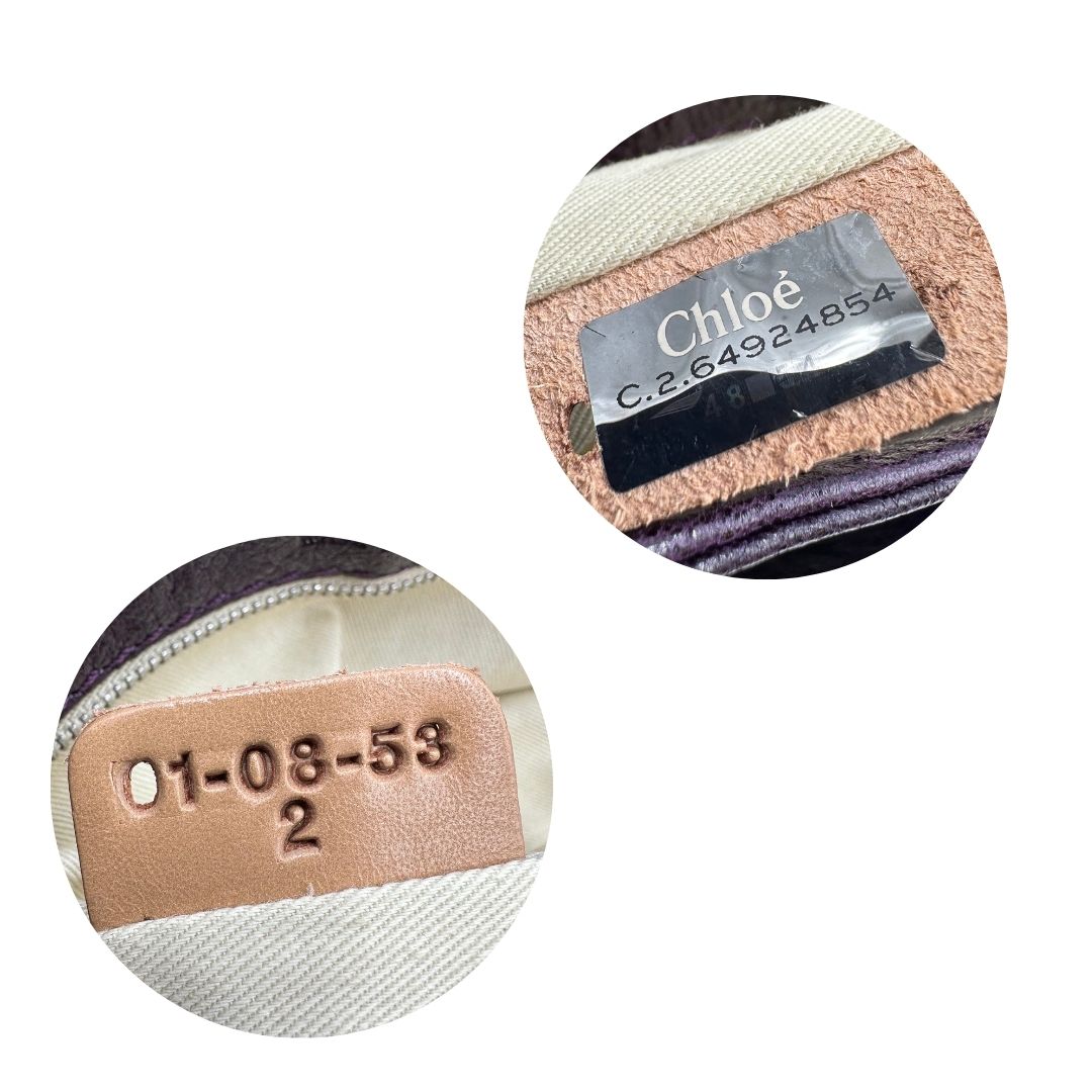 Codice seriale; Borsa Chloé Maxi Lock in pelle viola prugna con parti metalliche dorate. Munita di un manico regolabile e impreziosita da una catena sul front con lucchetto. Originale, usato, in condizioni ottime. 