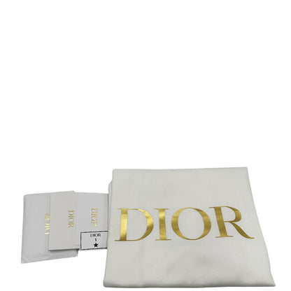 Dustbag e cartellini di una borsa tote CD in tessuto grigio e écru con ricamo Toile De Jouy. Da indossare a mano.