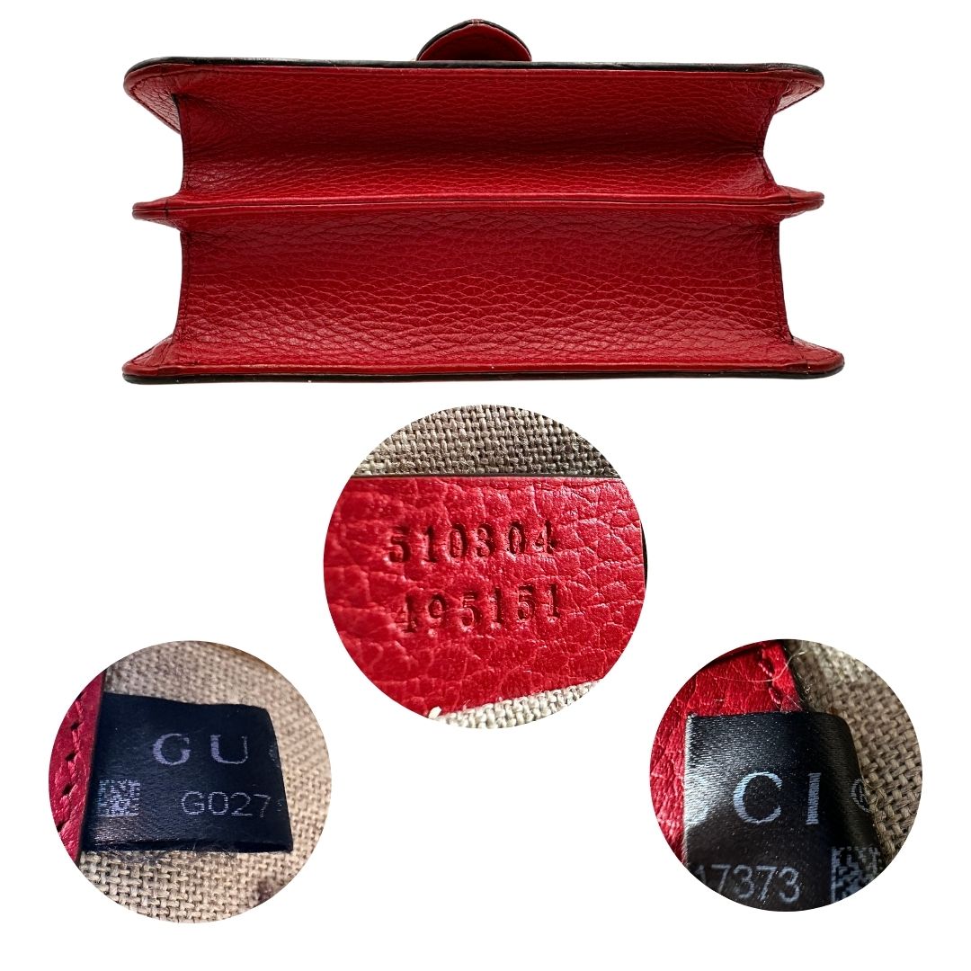 Base e codici di una borsa Gucci Interlocking in pelle martellata rossa con parti metalliche dorate. Munita di una tracolla scorrevole in catena non amovibile e spallaccio in pelle. Chiusura con doppie G incrociate. Completa di dustbag. Indossabile a spalla o a tracolla.