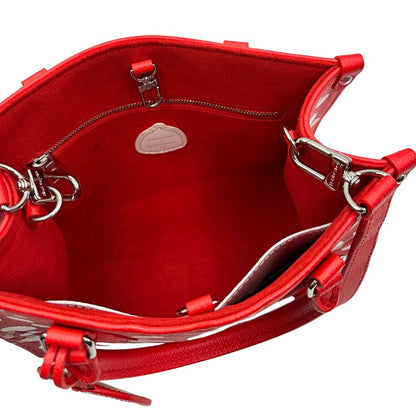 interno  Borsa L.V. in pelle rossa monogram Empreinte con parti metalliche argentate; munita di doppi manici stondati e una tracolla amovibile e regolabile. Completa di corredo, di lusso, originale, ottime condizioni. 