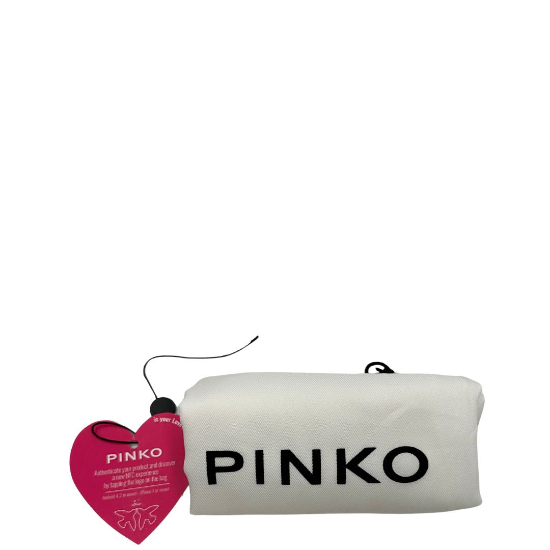 Dustbag di una Borsa Pinko in pelle trapuntata rosa cipria con parti metalliche dorate; munita di un manico e una tracolla in pelle leggermente regolabile e amovibile. Completa di dustbag e cartellino. Originale, usata, di lusso, in ottime condizioni.