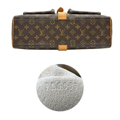 Base di una Borsa Louis Vuitton in canvas marrone monogram con finiture in vacchetta naturale e parti metalliche dorate; munita di doppi manici. Indossabile a mano. Originale, usata, di lusso in ottime condizioni