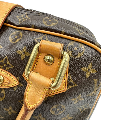 Borsa Louis Vuitton in canvas marrone monogram con finiture in vacchetta naturale e parti metalliche dorate; munita di doppi manici. Indossabile a mano. Originale, usata, di lusso in ottime condizioni