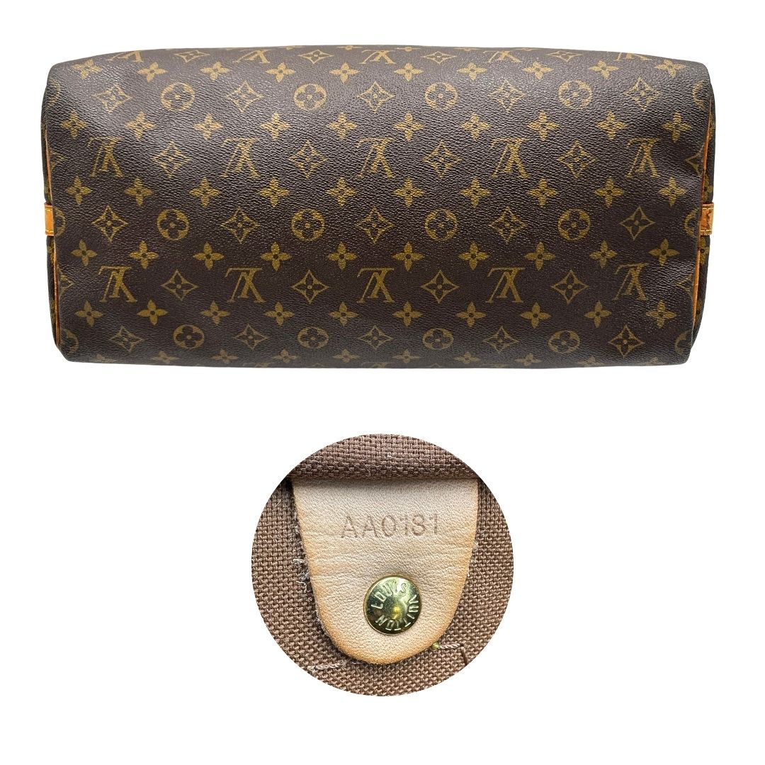 base e codice Borsa Louis Vuitton in canvas marrone monogram con finiture in vacchetta naturale e parti metalliche dorate; munita di doppi manici stondati. Completa di dustbag, lucchetto e chiave.