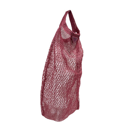  Borsa Prada in nylon effetto rete in maglia color rosa metallico con parti metalliche argentate. Completa di scatola, di lusso, eccellenti condizioni.