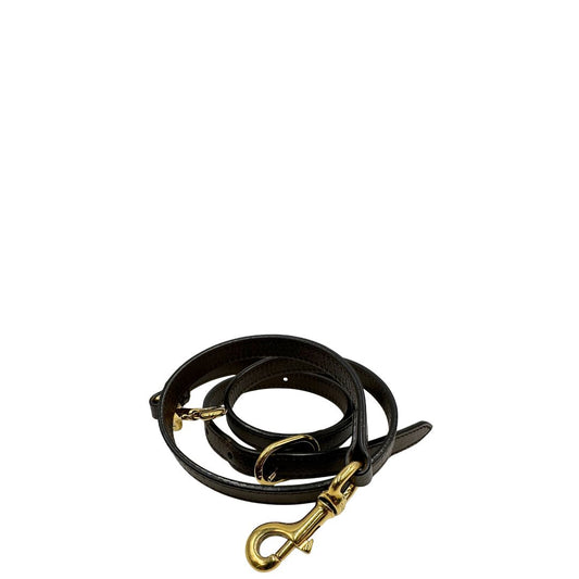 Tracolla Gucci regolabile in pelle martellata marrone e parti metalliche dorate.