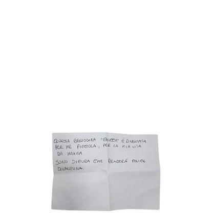 Biglietto cliente di una borsa Mulberry in pelle martellata nocciola, con parti metalliche dorate, munita di una tracolla in pelle e catena scorrevole. Indossabile a spalla o a tracolla.