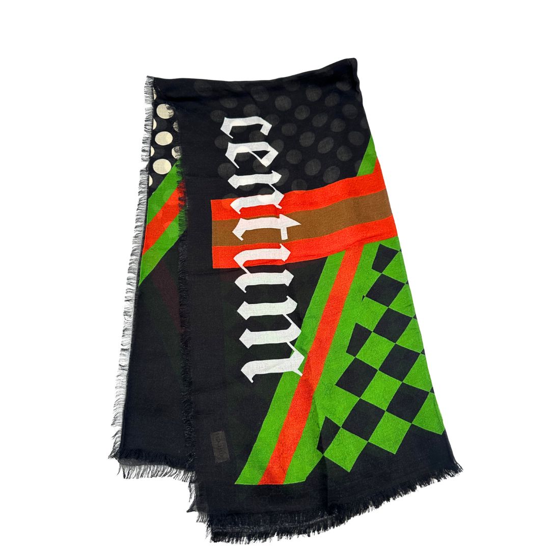 Sciarpa Gucci GG in 85 % modal e 15 % seta multicolor, di lusso, originale, ottime condizioni.v