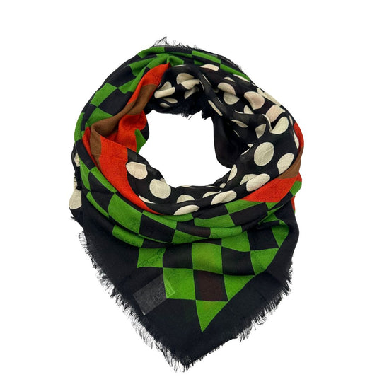 Sciarpa Gucci GG in 85 % modal e 15 % seta multicolor, di lusso, originale, ottime condizioni.