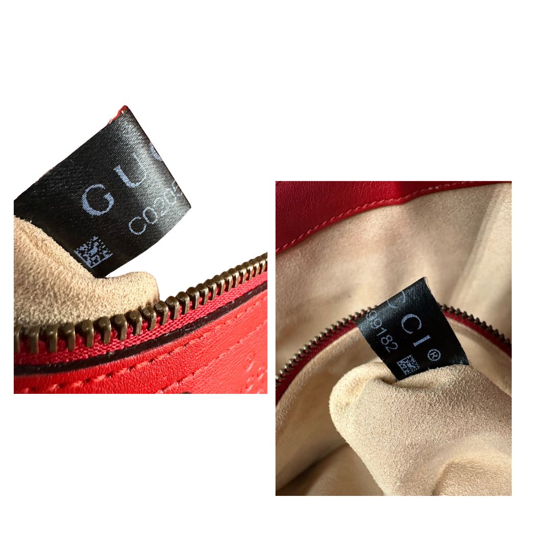 Borsa Gucci Marmont in pelle matelassé rossa con tracolla scorrevole in catena e spallaccio in pelle, rifinita con parti metalliche dorate. Completa di dustbag. Originale, usato, di lusso, in ottime condizioni.