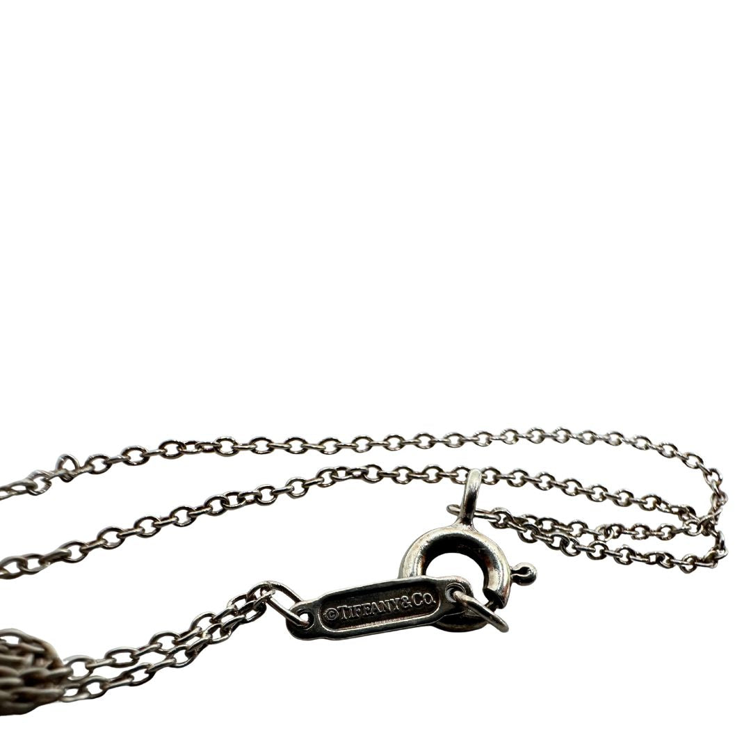 Bracciale Tiffany&Co. in argento 925, caratterizzato da una doppia catenina sottile e dal celebre cuore inciso “Please Return to Tiffany&Co. New York 925”. Munito di busta e sacchetto anti polvere.