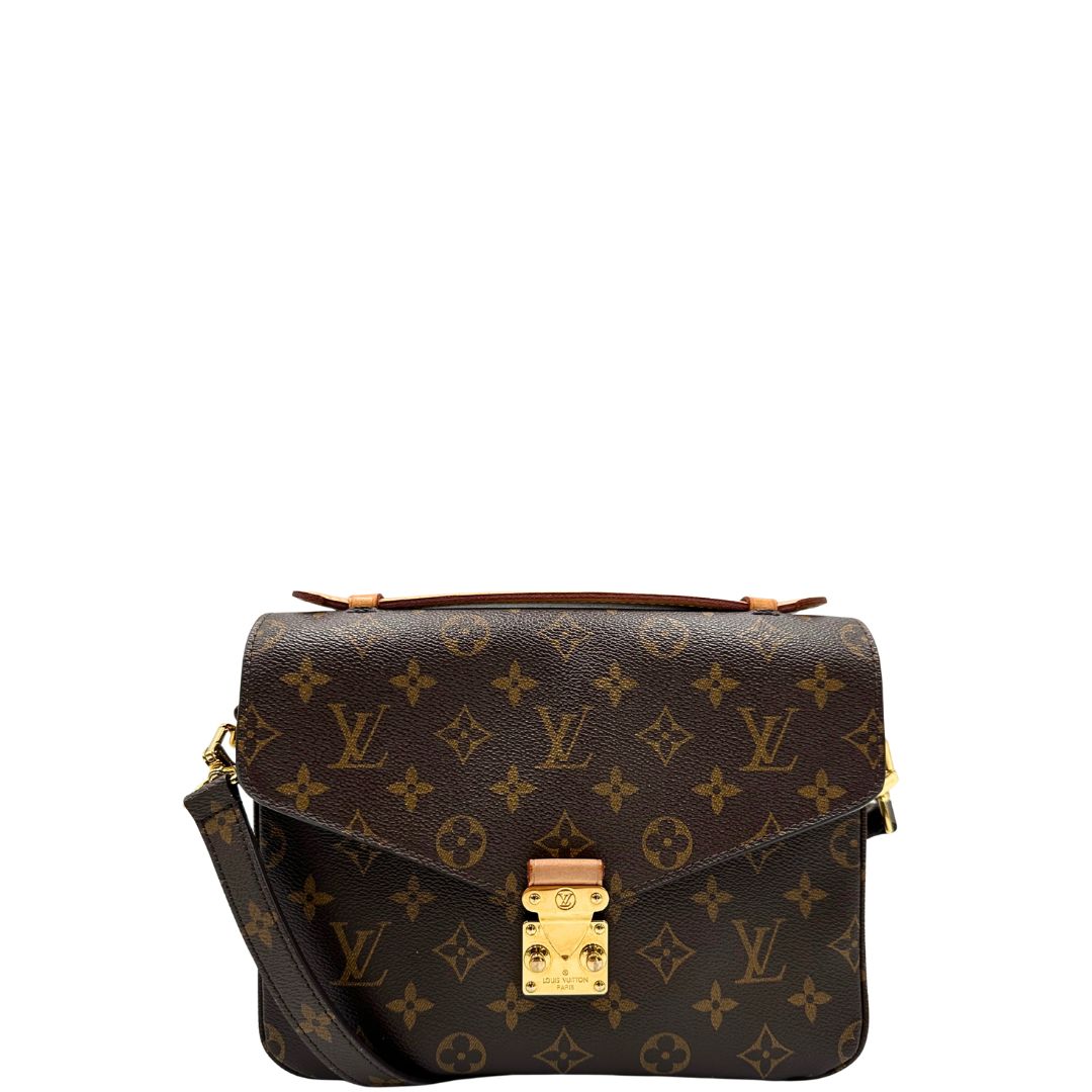 front Borsa Louis Vuitton Métis in canvas marrone monogram con dettagli in vacchetta naturale e parti metalliche dorate. Munita di un manico singolo e una tracolla regolabile e amovibile. Dotato di scatola e dustbag, di lusso, originale, ottime condizioni. 