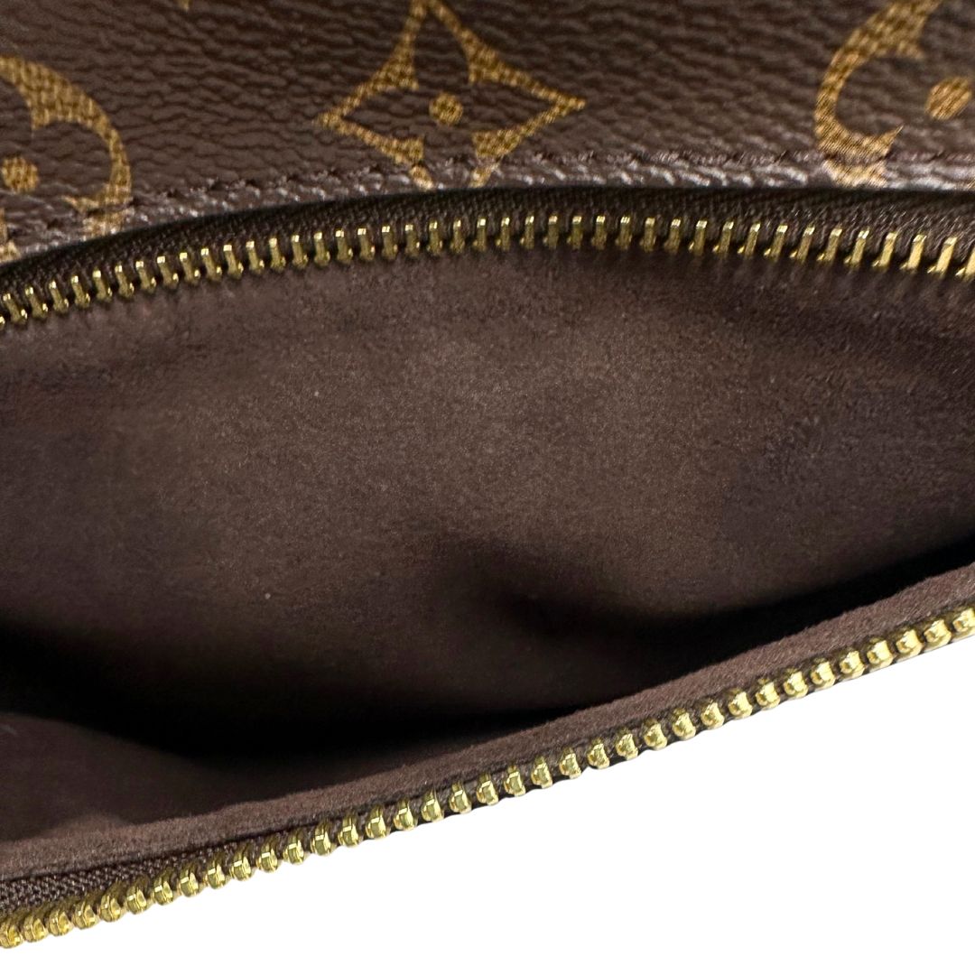 interno della  Borsa Louis Vuitton Métis in canvas marrone monogram con dettagli in vacchetta naturale e parti metalliche dorate. Munita di un manico singolo e una tracolla regolabile e amovibile. Dotato di scatola e dustbag, di lusso, originale, ottime condizioni. 