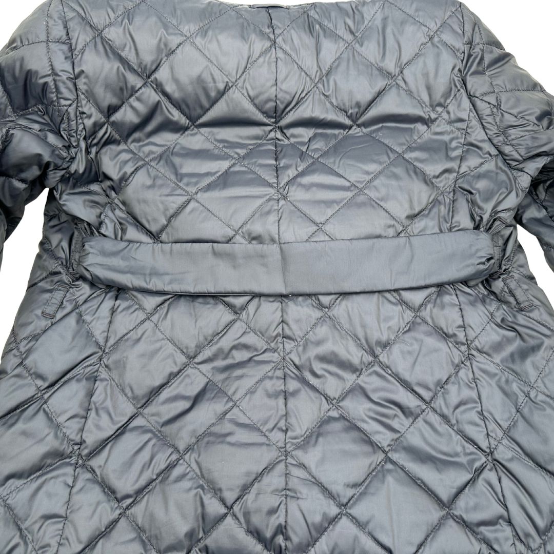 Piumino Max Mara reversibile blu trapuntato e beige in 64% poliestere e 36% poliammide, di lusso, originale, ottime condizioni, usato.