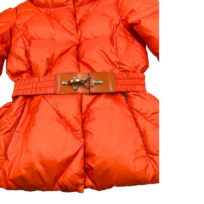 Piumino Fay arancione in 100% poliammide munito di cintura in vita; parti metalliche dorate, di lusso, originale, ottime condizioni.