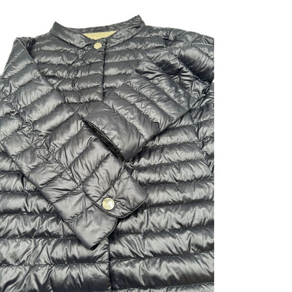 Piumino Herno in 100% poliammide nero con parti metalliche dorate, caratterizzato da imbottitura trapuntata, di lusso, originale, usato.