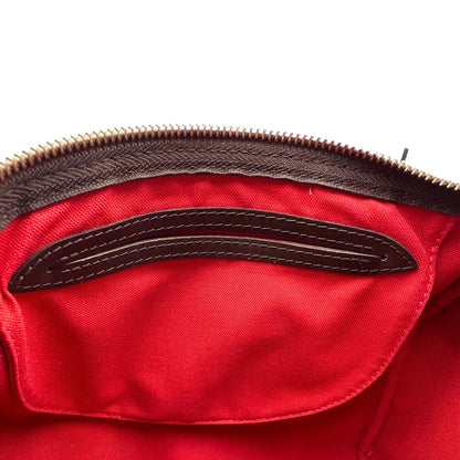 Interno di una borsa Louis Vuitton in canvas Damier Ébène con parti metalliche dorate; munita di doppi manici stondati, da portare a mano. Completo di scatola logata, lucchetto e chiavi.