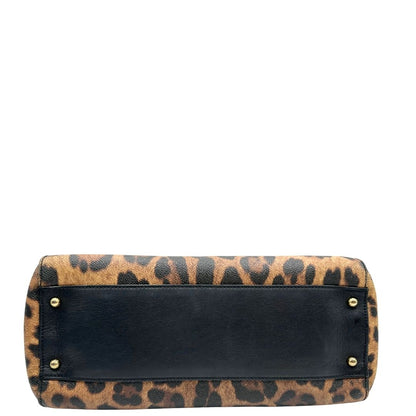 base Borsa Dolce & Gabbana in canvas con trama animalier, finiture nere e parti metalliche dorate; munita di un manico singolo e un manico amovibile, di lusso, originale, ottime condizioni. 