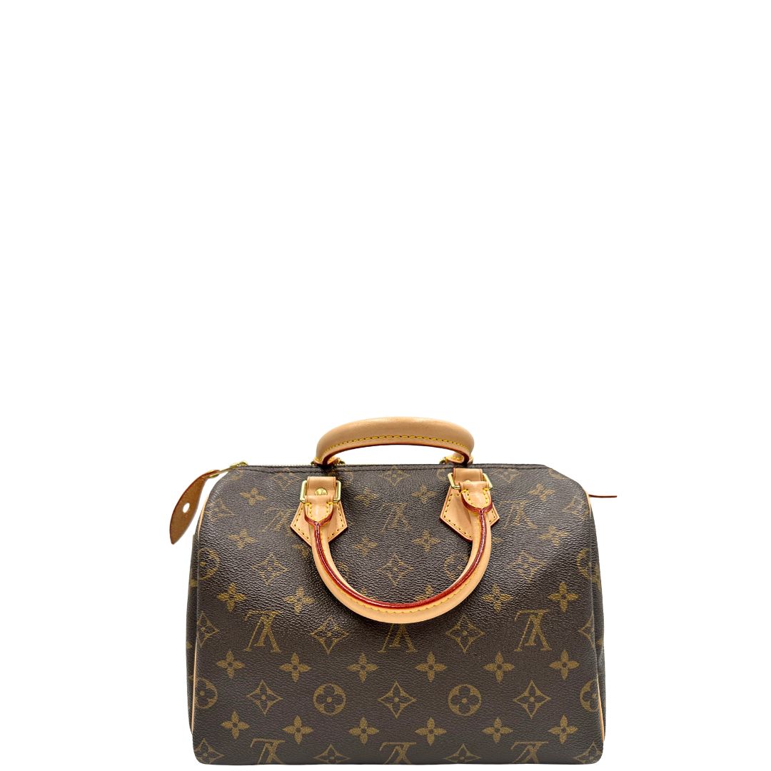 Retro di una borsa Louis Vuitton in canvas monogrammato con parti metalliche dorate; munita di doppi manici stondati, da portare a mano. Completo di scatola, dustbag, lucchetto e chiavi.