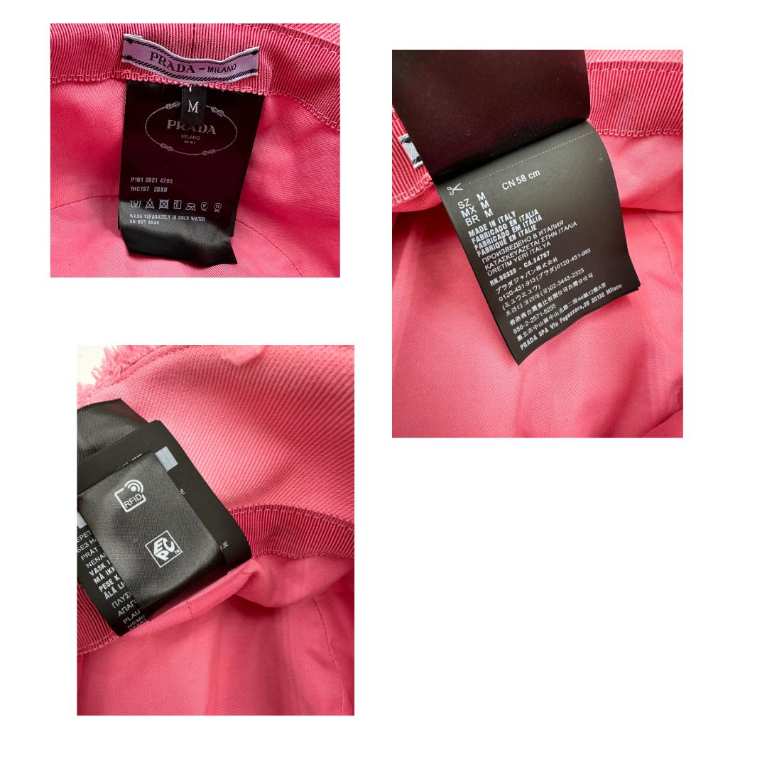 Cappello Prada in 100% poliestere rosa bubblegum e logo sul front nero. Completo di dustbag.