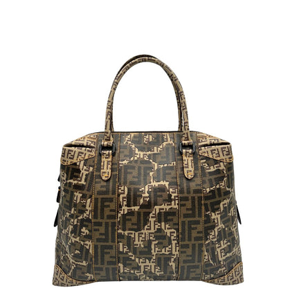 front Borsa Fendi in canvas color tabacco trama Zucca camouflage; munita di doppi manici stondati, da portare a spalla. Completa di dustbag, di lusso, originale, ottime condizioni, usata.