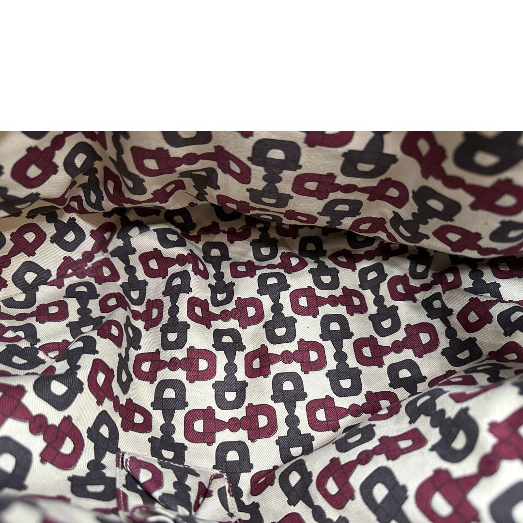 interno Borsa Gucci in pelle marrone GG con parti metalliche dorate; munita di un manico rigido, impreziosita da doppia nappa con dettaglio bamboo e angoli finiture metalliche, di lusso, originale, ottime condizioni 