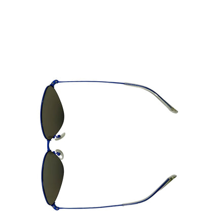 Occhiali da sole Balenciaga in metallo blu e lenti cat eye tono su tono. Completi di scatola.