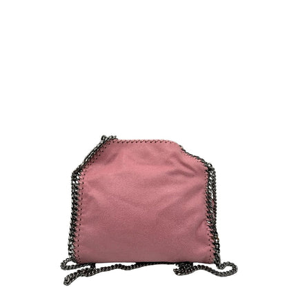 Retro di una borsa Stella McCartney Falabella in tessuto vegano rosa con parti metalliche argentate. Completa di dustbag.
