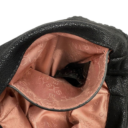 interno Borsa Stella McCartney Falabella in tessuto vegano nero con parti metalliche dorate. Completa di dustbag e scatola, di lusso, originale, eccellenti condizioni, usata. 