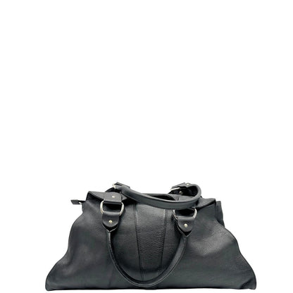 retro Borsa Fendi in pelle martellata nera con parti metalliche argentate; munita di doppi manici stondati, da portare a mano, di lusso, originale, ottime condizioni, usata. 