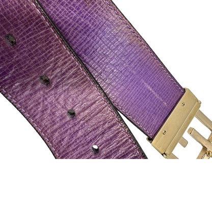 Cintura Fendi reversibile in canvas color tabacco con trama zucca e in pelle viola. Originale, usata, di lusso, in ottime condizioni.