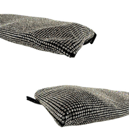 Angoli di una borsa Benedetta Bruzziches in tessuto ricoperto da strass multicolore; munita di un manico singolo con fibbie laterali, indossabile a spalla. Completa di dustbag e scatola.