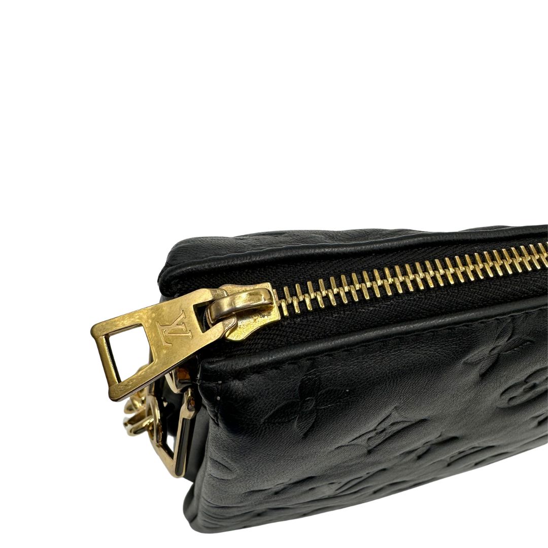 Borsa LV in pelle nera monogram, di lusso, originale, ottime condizioni, usata. 