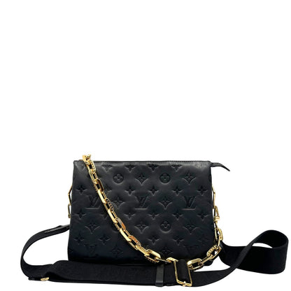 front Borsa LV in pelle nera monogram, di lusso, originale, ottime condizioni, usata. 