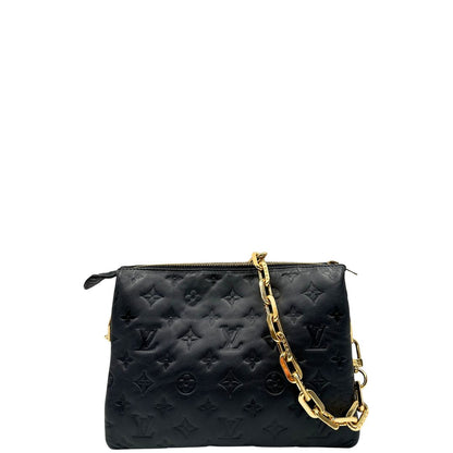 front Borsa LV in pelle nera monogram, di lusso, originale, ottime condizioni, usata. 