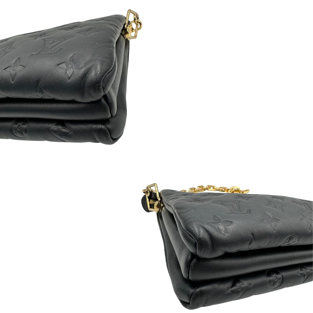 angoli Borsa LV in pelle nera monogram, di lusso, originale, ottime condizioni, usata. 