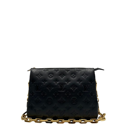 retro Borsa LV in pelle nera monogram, di lusso, originale, ottime condizioni, usata. 