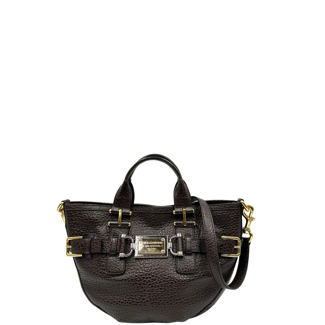 front Borsa D&G in pelle marrone con interno trama animalier, di lusso, originale, ottime condizioni, usata. 