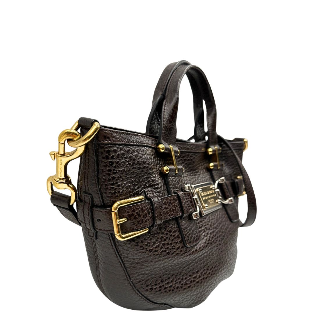 lato Borsa D&G in pelle marrone con interno trama animalier, di lusso, originale, ottime condizioni, usata. 