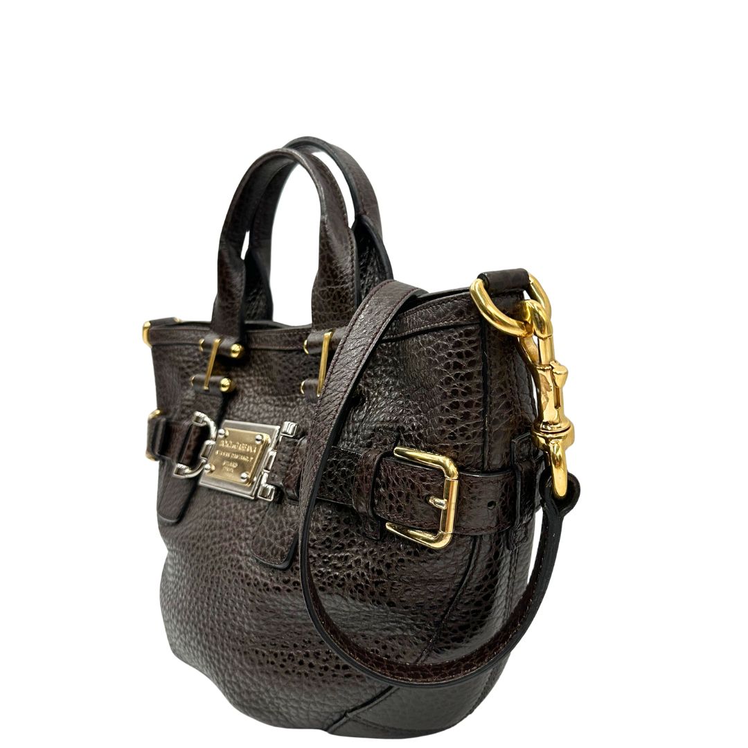 lato Borsa D&G in pelle marrone con interno trama animalier, di lusso, originale, ottime condizioni, usata. 