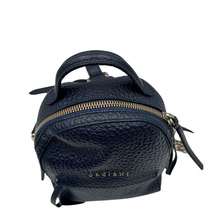 chiusura Zaino Orciani in pelle martellata blu notte, di lusso, usato, originale, ottime condizioni. 
