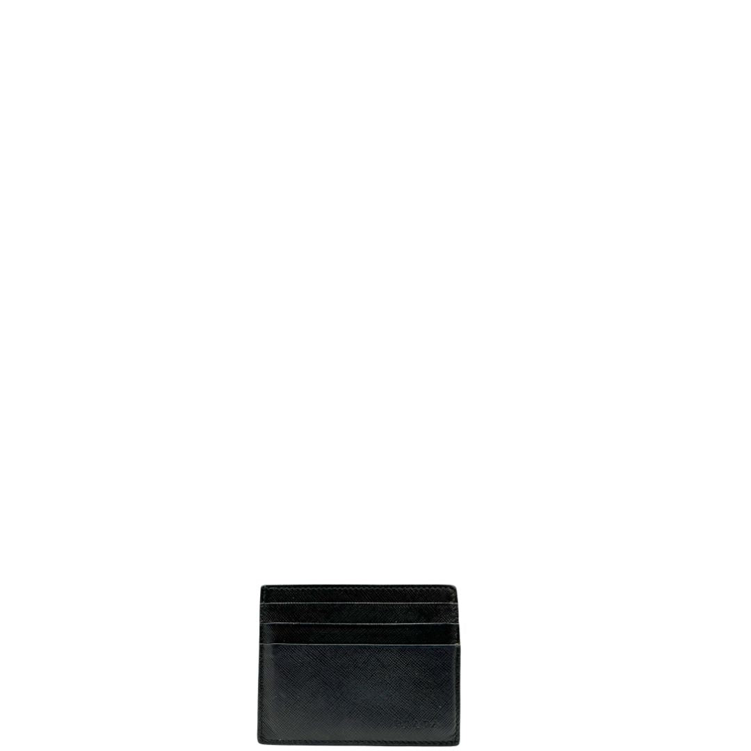 Front, Portafoglio Prada in pelle Saffiano nera. Originale, usato, di lusso, in ottime condizioni