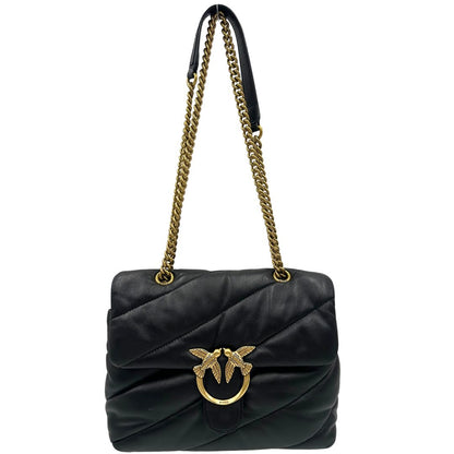 front Morbida Pinko in pelle nera trapuntata, di lusso, originale, ottime condizioni, usata. 